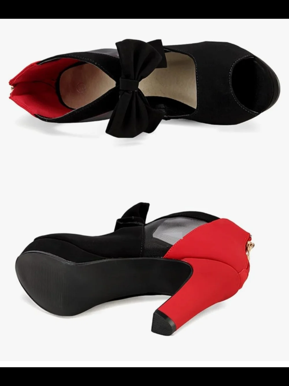 GATUXUS Open Toe Women Platform High Heel Shoes Bows Strappy Sandals